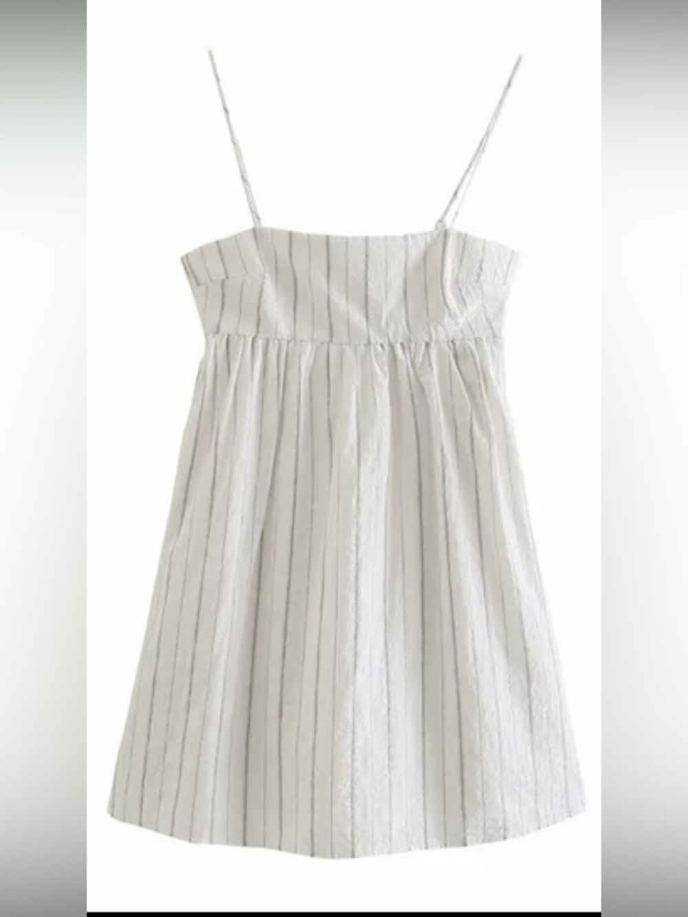 Zara White babydoll Dress with Thin blue Stripes